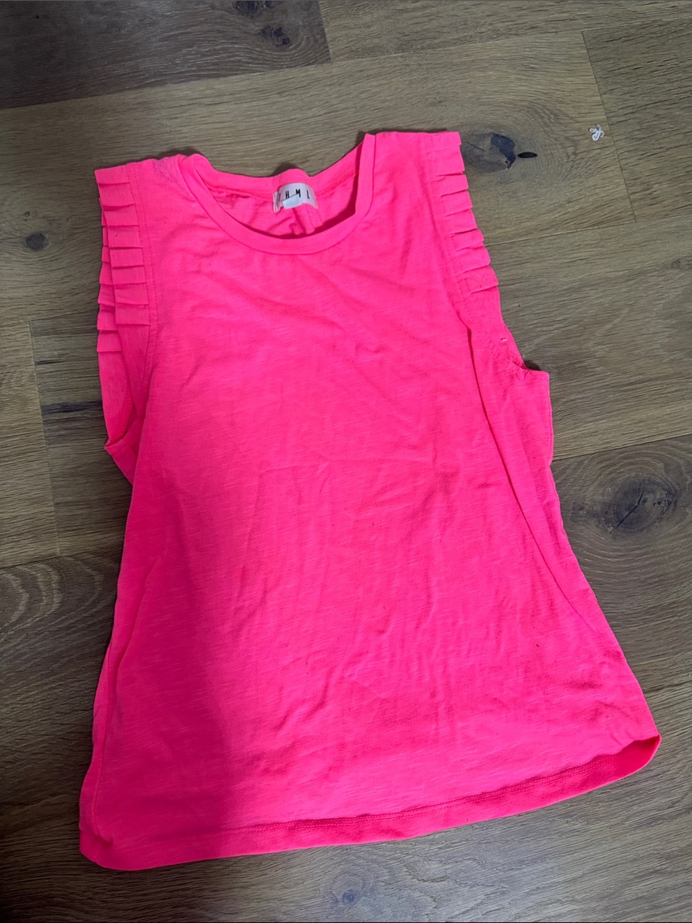 THML Hot Pink Pleated Shoulder Tank